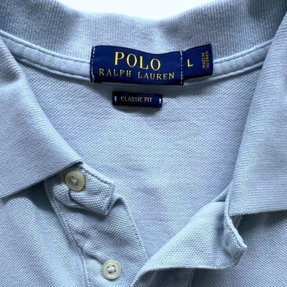 Polo Ralph Lauren Men's L Classic Fit Vintage Polo Shirt Light Blue Short Sleeve
